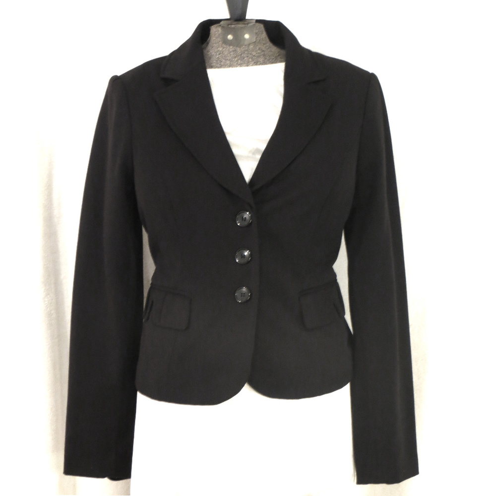 Studio 400 Black Three Button Peplum Blazer